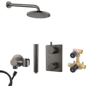 Mueller Ferro inbouw regendouche met hoofddouche 20cm en muurarm 35cm gunmetal - verouderd ijzer