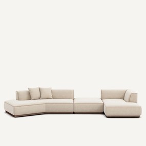 Open bank met hoek recht met voetensteun van gemêleerde stof, JACOPO