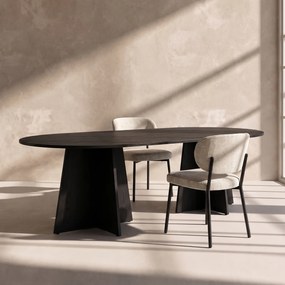 Ovale Eettafel Met Kruisvoet Zwart - 230 X 115cm.