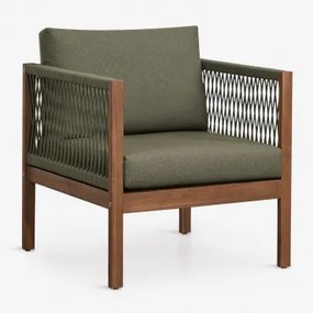 Fauteuil Met Armleuningen Van Acaciahout Branson Intens Olijfgroen - Donker Acaciabruin - Sklum