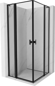 Mexen Mist L Duo draaibare douchecabine 90 x 90 cm, zwart frame, zwart - 8A4L-090L-090P-70-70