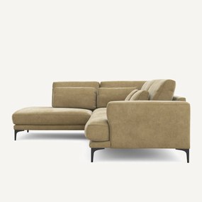 Linkse hoekbank met leuning in stonewashed fluweel Marsile