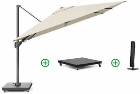 Platinum Challenger zweefparasol 3x3m T2 premium  (incl. voet en hoes) champagne