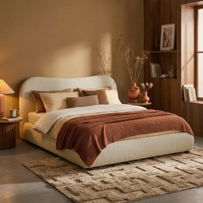 Bedframe Beige Stof Met Organisch Hoofdbord 160x200 Cm