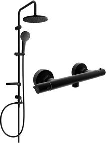 Mexen Slim Erik opbouw doucheset met regendouche en thermostatische douchekraan, zwart - 77105205-70