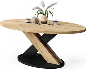 Mazzoni LOXA Craft Eiken Goud / Zwart - OVALE SALONTAFEL 120x65 cm