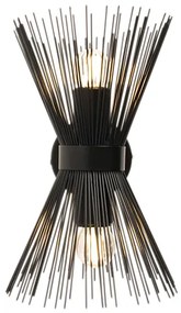 Art Deco wandlamp zwart 2-lichts - Broom
