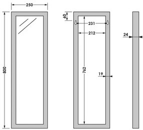 Brauer Onyx rechthoekige spiegel 25x80cm RVS geborsteld