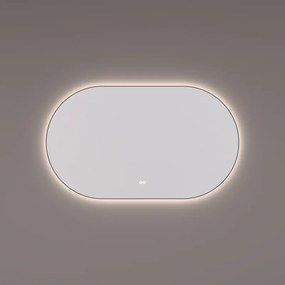 Hipp Design 13700 ovale spiegel mat zwart 160x70cm met LED en spiegelverwarming