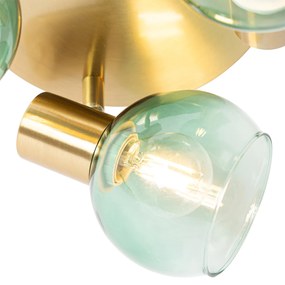 Art Deco plafondSpot / Opbouwspot / Plafondspot goud met groen glas 3-lichts - Vidro Art Deco E14 rond Binnenverlichting Lamp