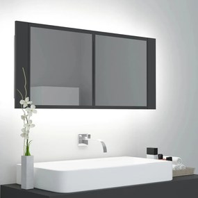 vidaXL Badkamerkast met spiegel en LED 100x12x45 cm grijs