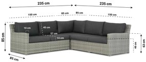 Loungeset tuin 4 personen Wicker Grijs  Garden Collections Giardino