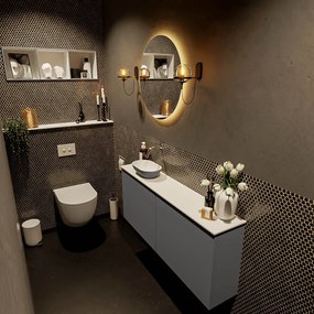 Mondiaz Fowy toiletmeubel 120cm dark grey met antraciete waskom links zonder kraangat