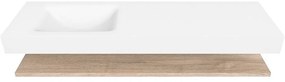 Zaro Alan badmeubel 160cm met planchet washed oak en vrijhangende wastafel cloud links zonder kraangat talc