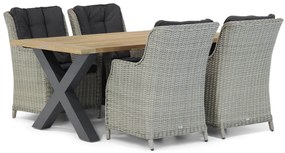 Tuinset 4 personen 180 cm Wicker Grijs Garden Collections Buckingham/Cardiff