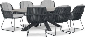 Tuinset 6 personen 240 cm Rope Grijs Domani Furniture Trivento/Lunea