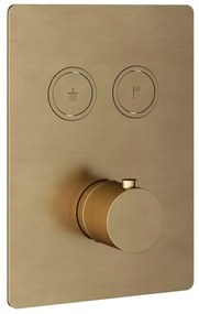 Hotbath Cobber afbouwdeel inbouwthermostaat met 2 pushbuttons geborsteld messing (goud) PB009QEXTBB