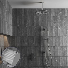Saniclear Talpa Stripes inbouw regendouche met 30cm hoofddouche, plafondarm en glijstang chroom