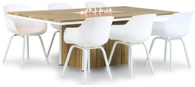 Tuinset 6 personen 220 cm Aluminium/Teak/Kunststof /Aluminium/teak Wit Lifestyle Garden Furniture Salina/Seaside