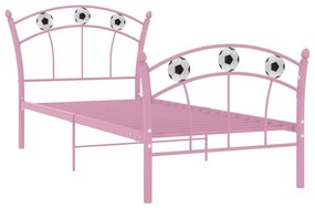 vidaXL Bedframe met voetbaldesign metaal roze 90x200 cm