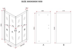 SaniGoods Atlas hoekinstap douchecabine mat zwart 80x80cm