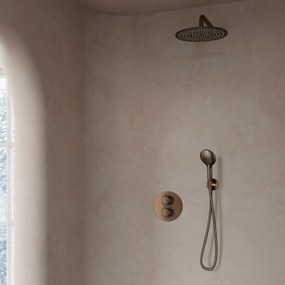 Saniclear Antique inbouw regendouche rond met 30cm hoofddouche, wandarm en 2 standen handdouche verouderd messing