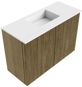 Mondiaz Joya 60cm toiletmeubel dusk met wastafel faye midden zonder kraangat talc