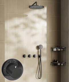 Saniclear Plus Stripes inbouw regendouche met 30cm hoofddouche en muurarm verouderd ijzer - gunmetal