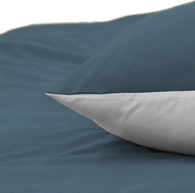 Dekbedovertrek Percal– 100% percal katoen – 140×200/220 – petrol/wit