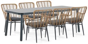 Tuinset 6 personen 220 cm Aluminium/wicker Taupe Lifestyle Garden Furniture Toledo/Tavano