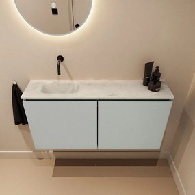 Mondiaz Ture DLux toiletmeubel 100cm greey met wastafel opalo links zonder kraangat