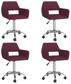 vidaXL Eetkamerstoelen draaibaar 4 st stof paars
