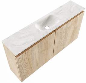 Mondiaz Ture DLux toiletmeubel 100cm washed oak met wastafel ostra midden zonder kraangat