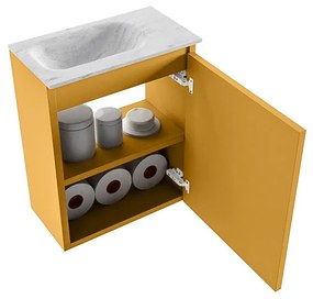 Mondiaz Ture DLux toiletmeubel 40cm ocher met wastafel opalo links met kraangat