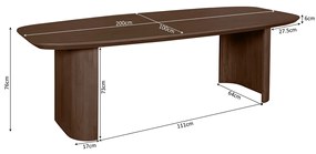 Starfurn Mare Walnoot Eettafel Deens Ovaal 200 Cm - 200 X 100cm.