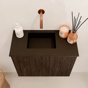 Mondiaz Joya 50cm toiletmeubel walnut met wastafel faye links zonder kraangat urban
