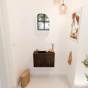 Mondiaz Joya 60cm toiletmeubel walnut met wastafel faye links 1 kraangat urban
