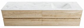 Mondiaz Vica DLux badmeubel 200cm washed oak 4 lades met wastafel opalo rechts 1 kraangat