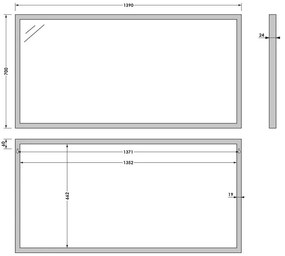 Brauer Onyx rechthoekige spiegel 140x70cm RVS geborsteld