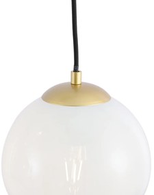 Hotel Chique hanglamp messing met wit glas rond 7-lichts - Misty