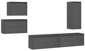 vidaXL Tv-meubelen 5 st massief grenenhout grijs