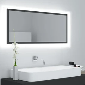 vidaXL Badkamerspiegel LED 100x8,5x37 cm spaanplaat grijs
