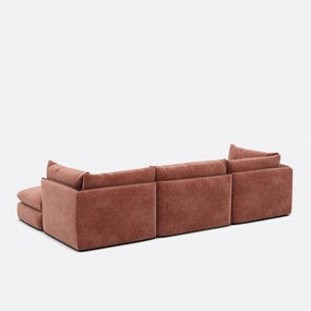 Modulaire 3-zitsbank met poef, gemêleerd polyester, Malo