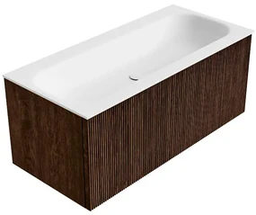 Mondiaz Kurve 100cm badmeubel walnut met 1 lade en wastafel big medium midden zonder kraangat