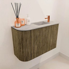 Mondiaz Joya DLux 60cm toiletmeubel ronding links dusk met wastafel faye rechts 1 kraangat glace