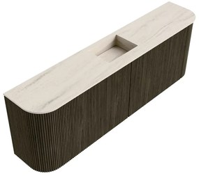 Mondiaz Joya DLux 125cm toiletmeubel ronding links/rechts shadow met wastafel faye midden 1 kraangat meli