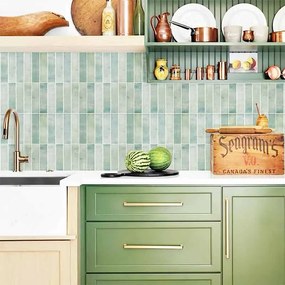 Tegelsticker Licht Groen Langwerpig - 29 cm x 22.9 cm x 0.11 cm | 0.07 kg | Paneli zelfklevende steenstrips