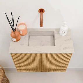 Mondiaz Joya DLux 50cm toiletmeubel oak met wastafel faye midden zonder kraangat opalo