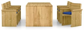 vidaXL 7-delige Tuinset met kussens geïmpregneerd grenenhout