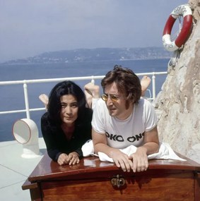 Foto John Lennon and Yoko Ono at the Hotel du Cap Eden Roc, Antibes, 1970